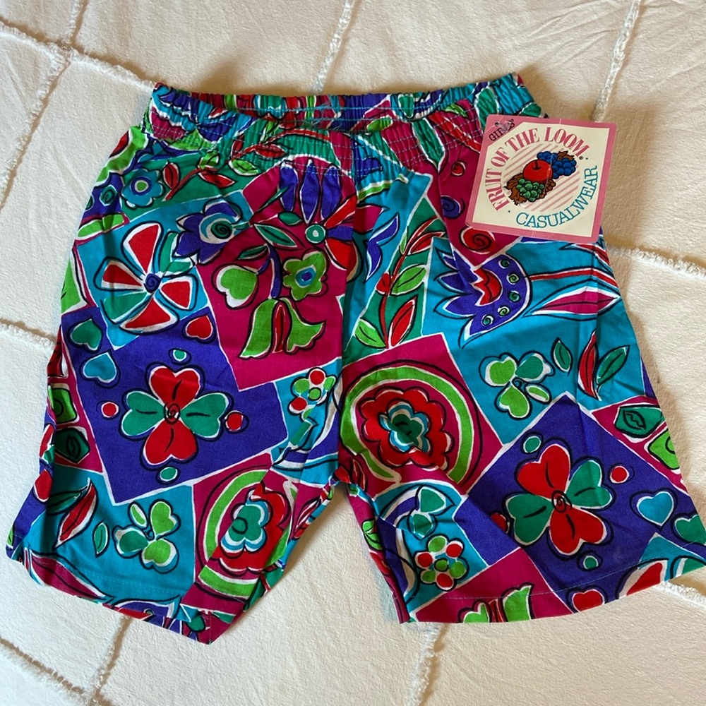 NWT NOS vintage girls colorful elastic waistband shorts